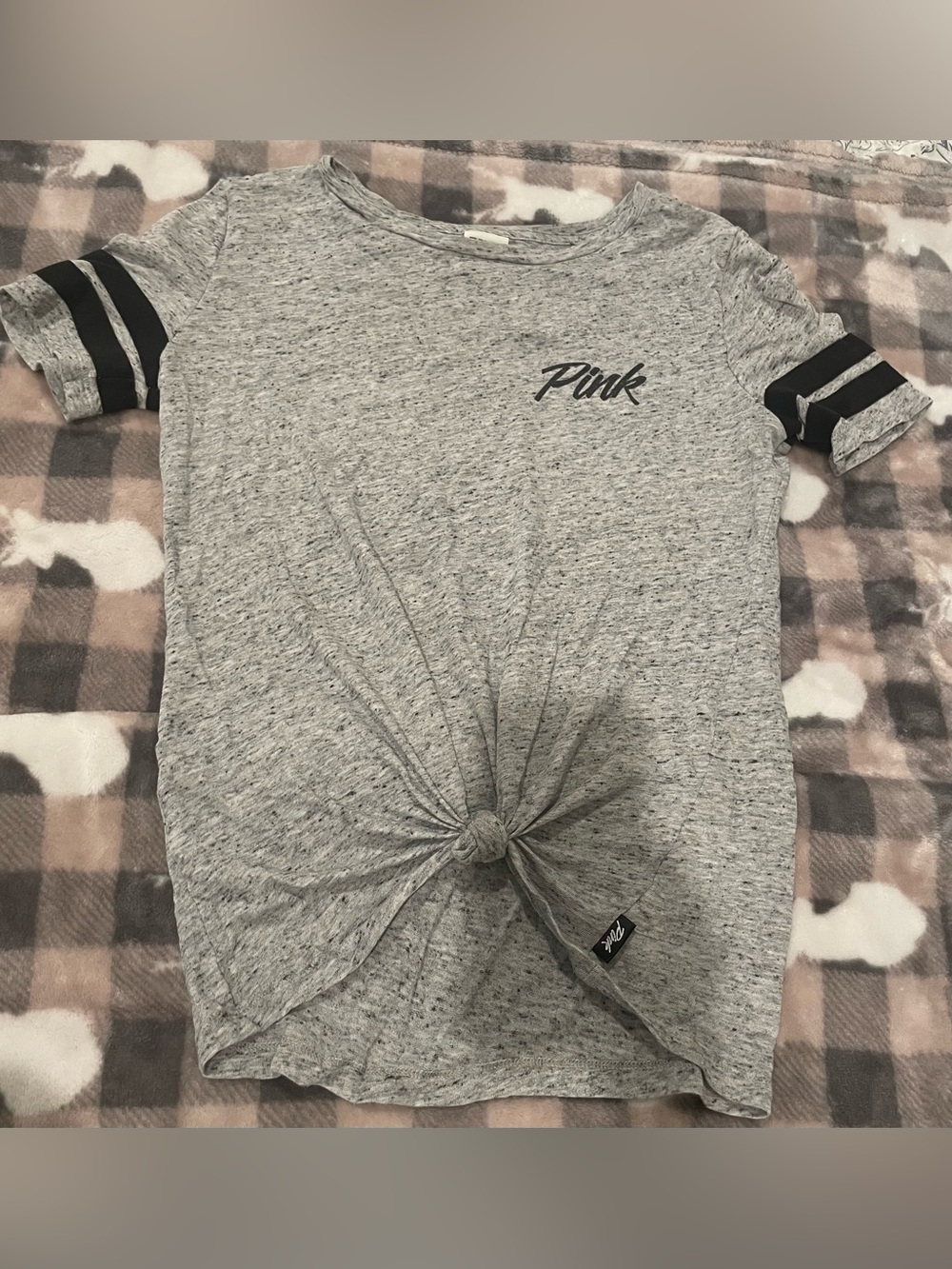 🐨3for$20🐨PINK Victoria's Secret Girls' Gray Knot Front Tee - Short Sleeve